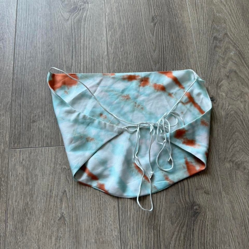 White Fox Tie Dye Satin Cowl Neck Camisole Top Y2K S - Picture 3 of 3